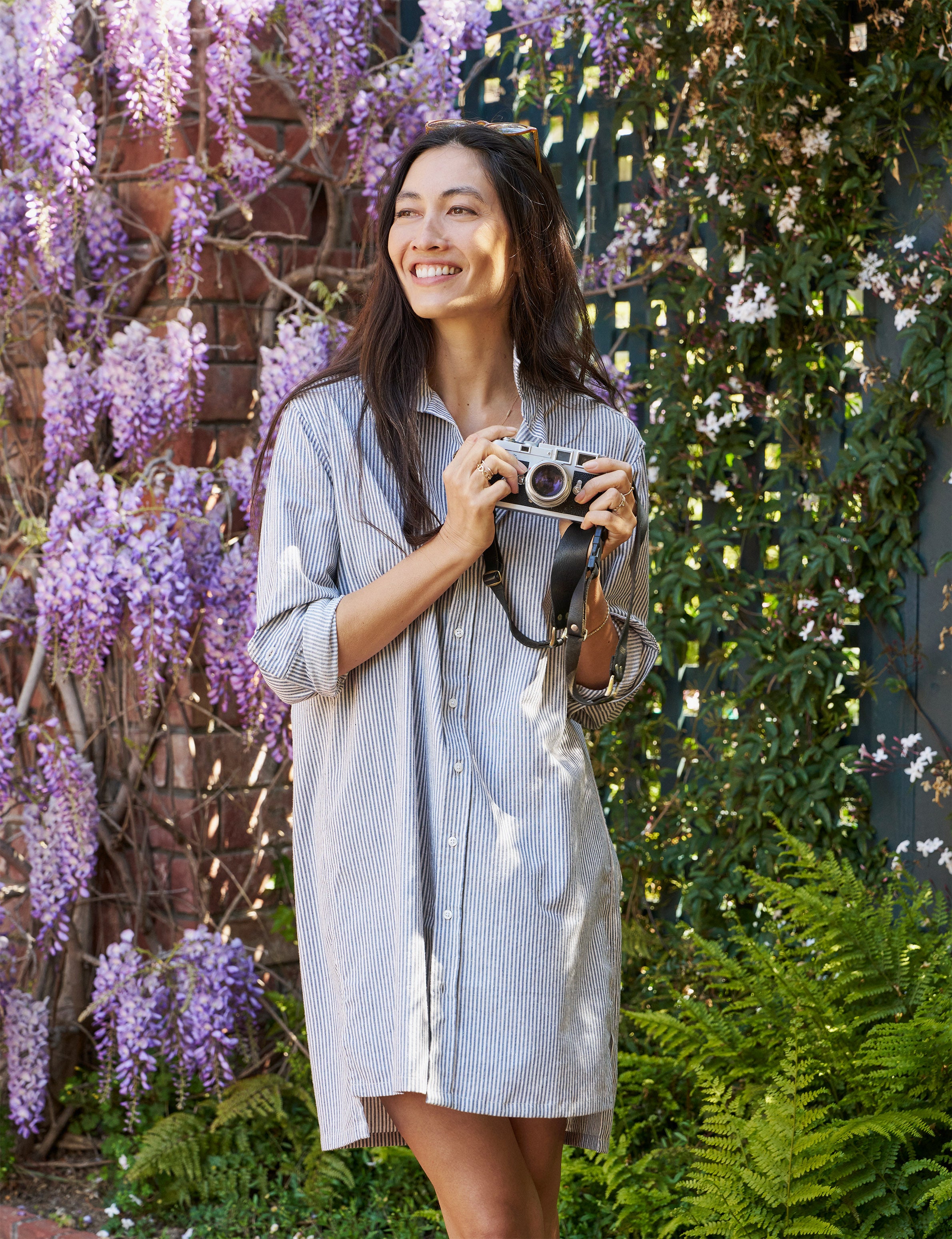 Frank & Eileen Hunter Shirt Dress - Navy/Natural Stripe | Garmentory