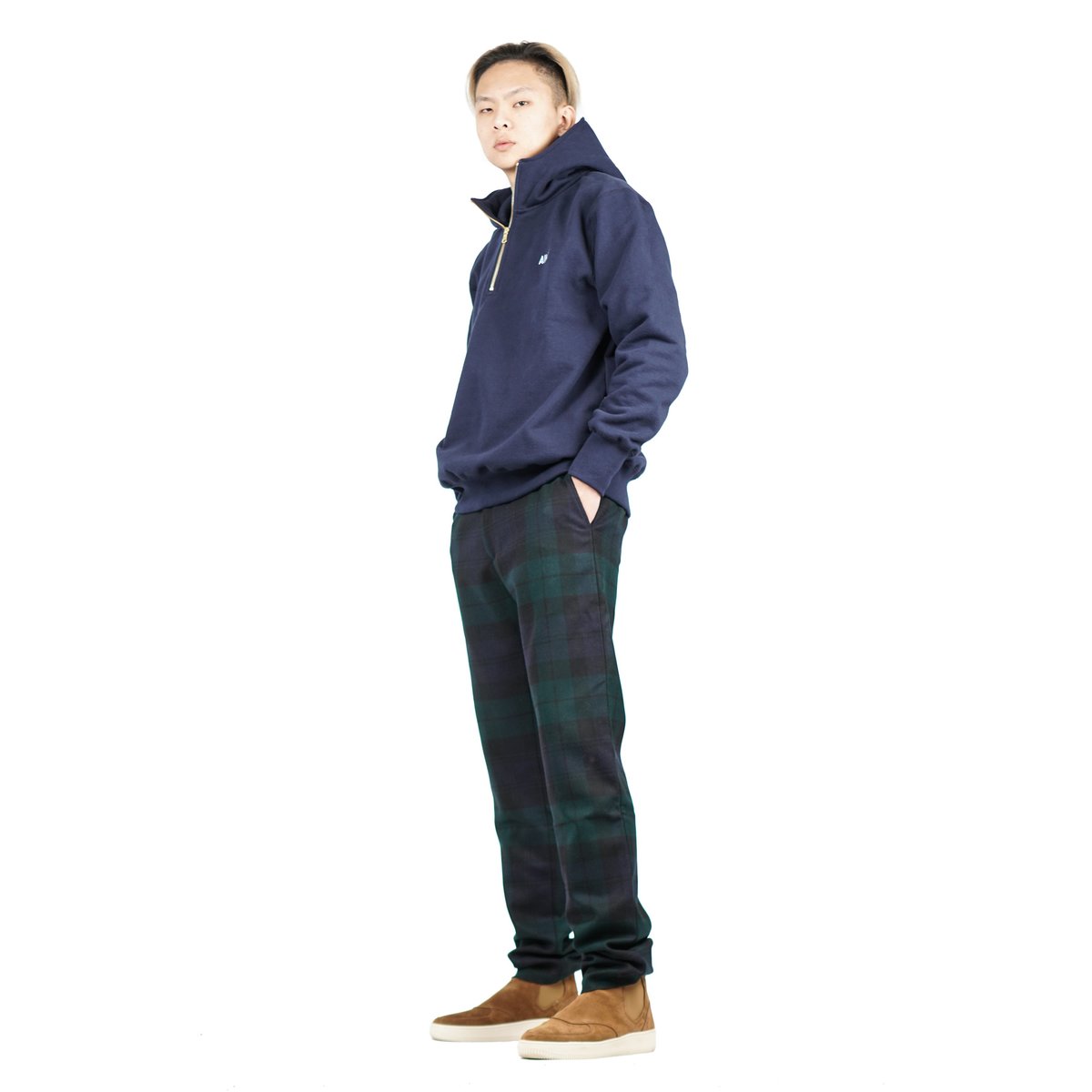 Aimé Leon Dore Quarter Zip Hooded Sweatshirt - Dark Navy | Garmentory