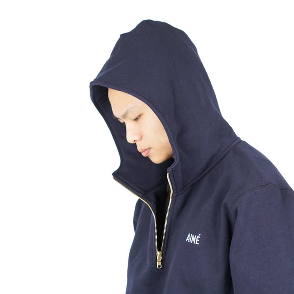 Aimé Leon Dore Quarter Zip Hooded Sweatshirt - Dark Navy | Garmentory