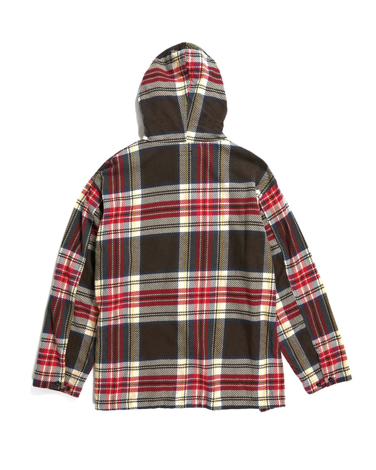 Engineered Garments Cagoule Shirt in Khaki Plaid Polyester Cloth