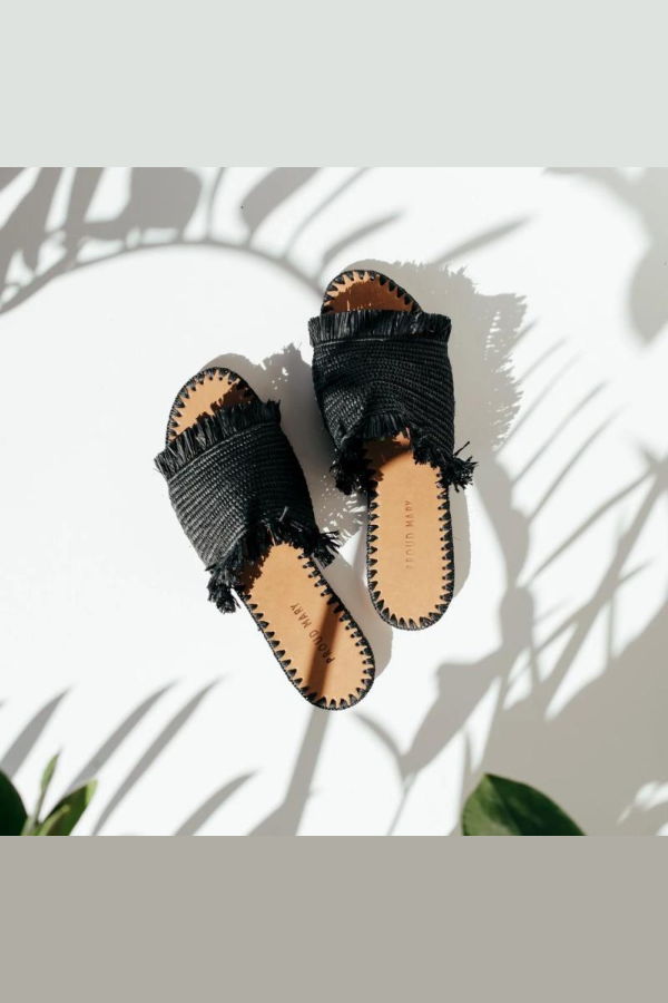 Proud Mary Footwear Raffia Fringe Slide
