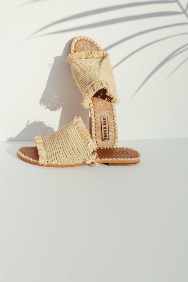 Proud Mary Footwear Raffia Fringe Slide