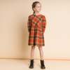 Kids Beet World Long Sleeve Plaid Flannel Dress - Orange - Thumbnail 1