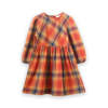 Kids Beet World Long Sleeve Plaid Flannel Dress - Orange - Thumbnail 2
