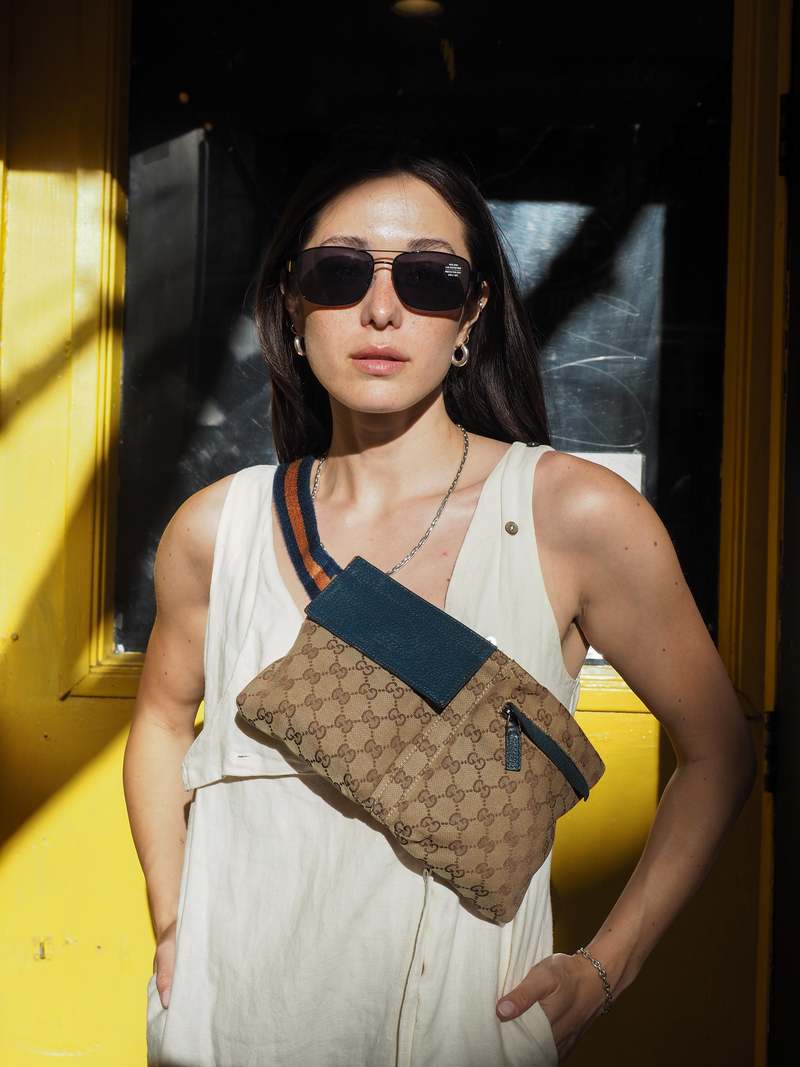 GUCCI Monogram Double Pocket Belt Bag | Garmentory