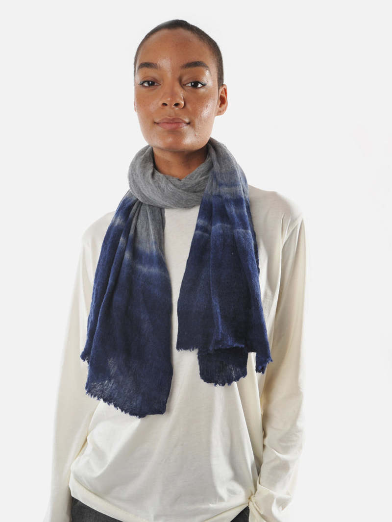 Botto Giuseppe Melange Band Cashmere Scarf Blue/Grey Garmentory
