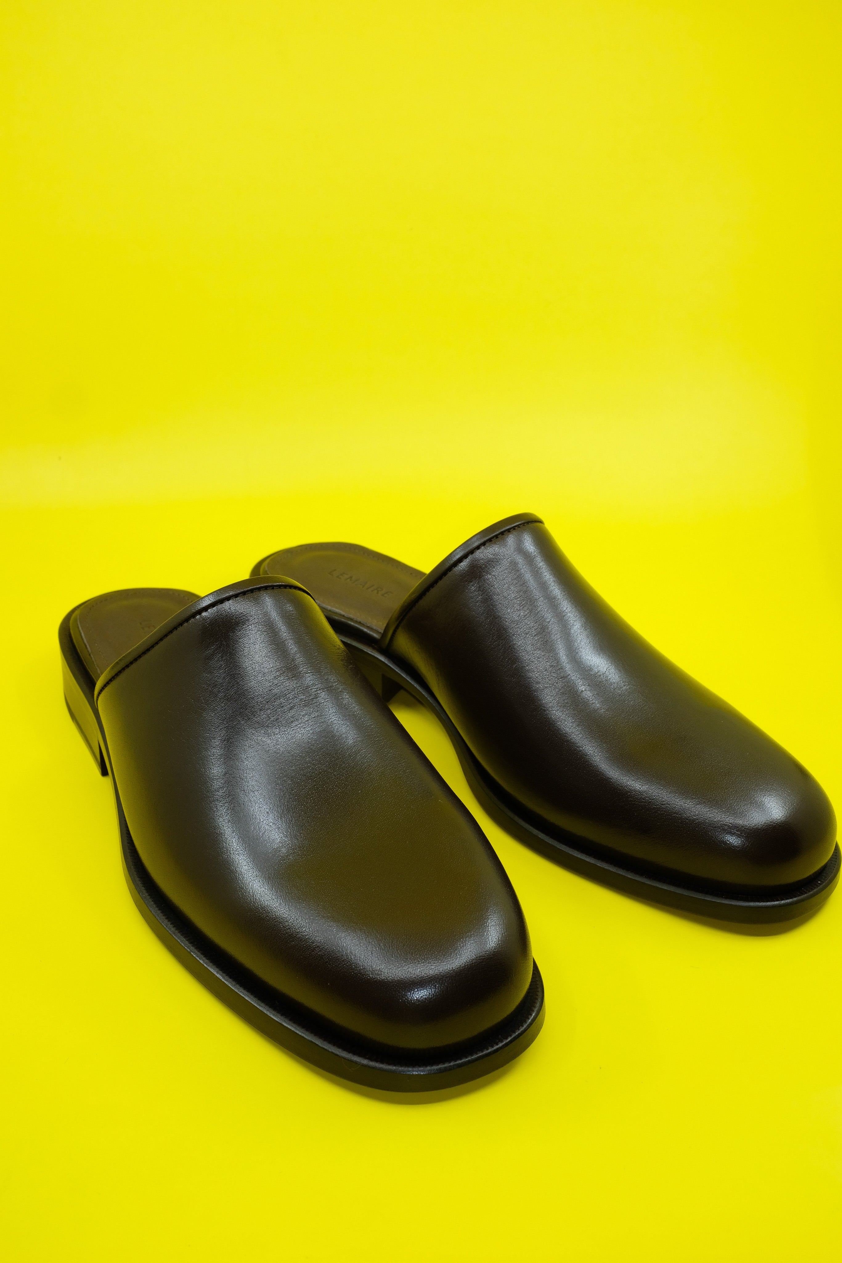 Lemaire Buffalo Leather Square Mule - Dark Brown | Garmentory