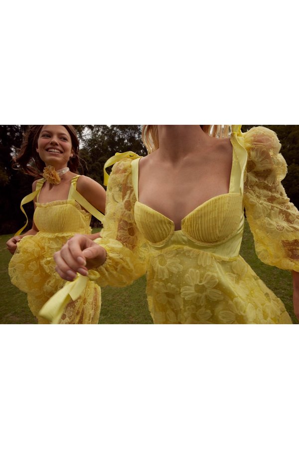 For Love & Lemons Kiersten Mini Dress - Yellow