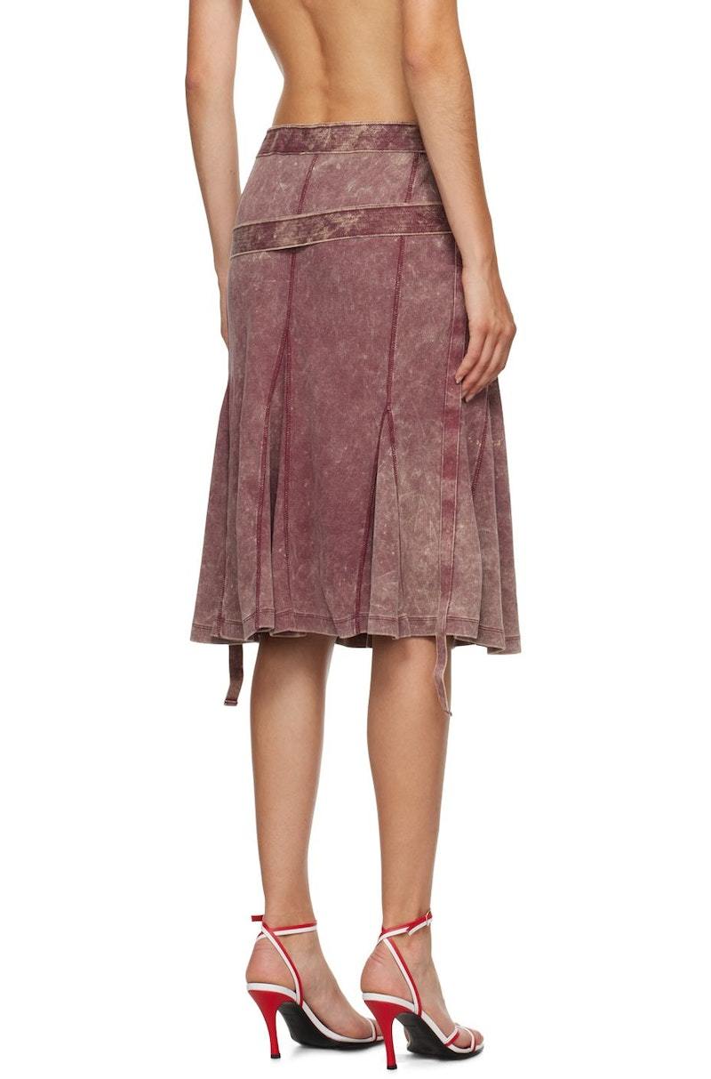 DIESEL O-Venus Midi Skirt - Burgundy | Garmentory