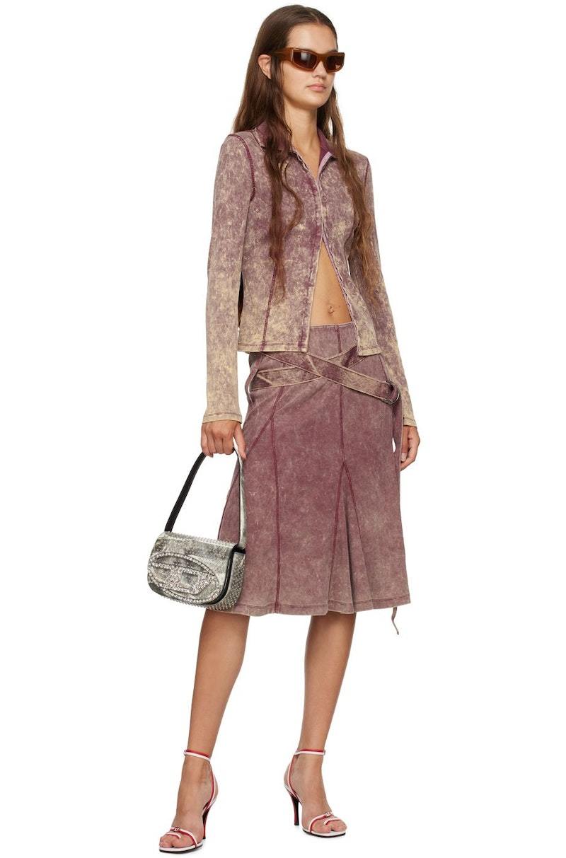 DIESEL O-Venus Midi Skirt - Burgundy | Garmentory