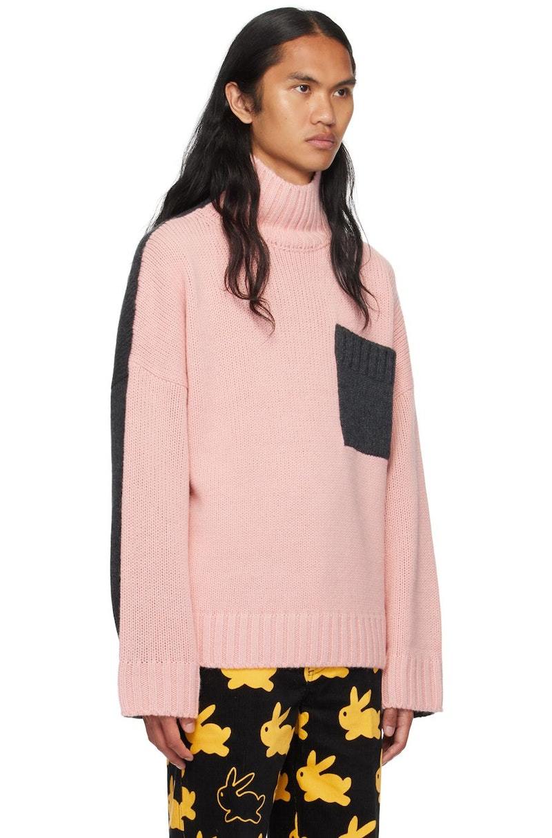 JW ANDERSON Pink & Gray Patch Pocket Turtleneck - Pink/Grey
