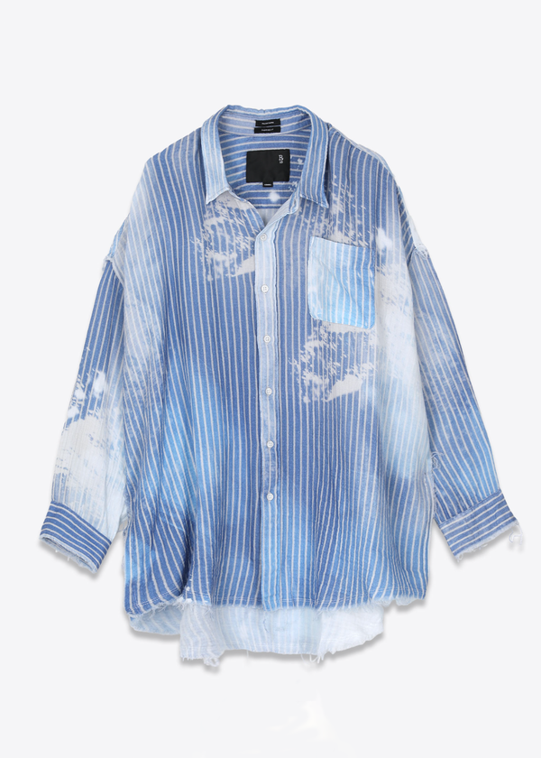 R13 Shredded Seam Drop Neck Shirt - Blue | Garmentory