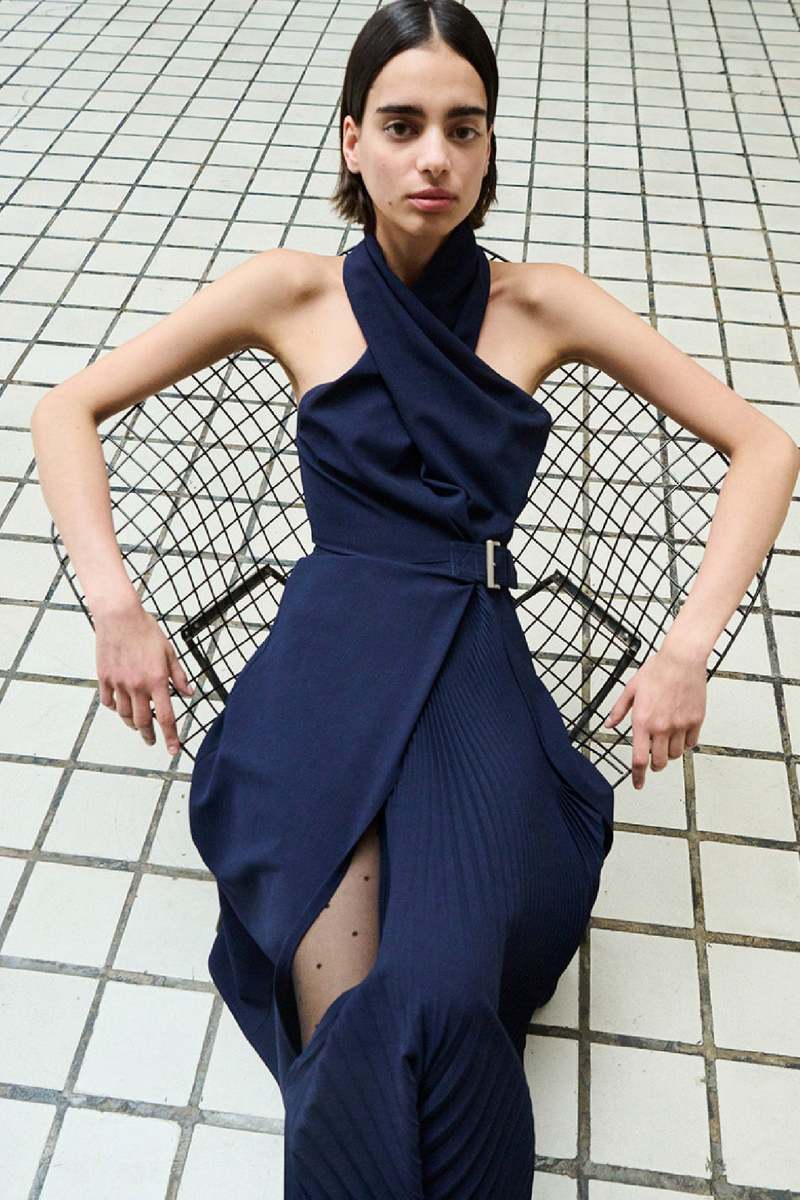 A.L.C. Fiona Pleated Midi Dress - Evening Blue