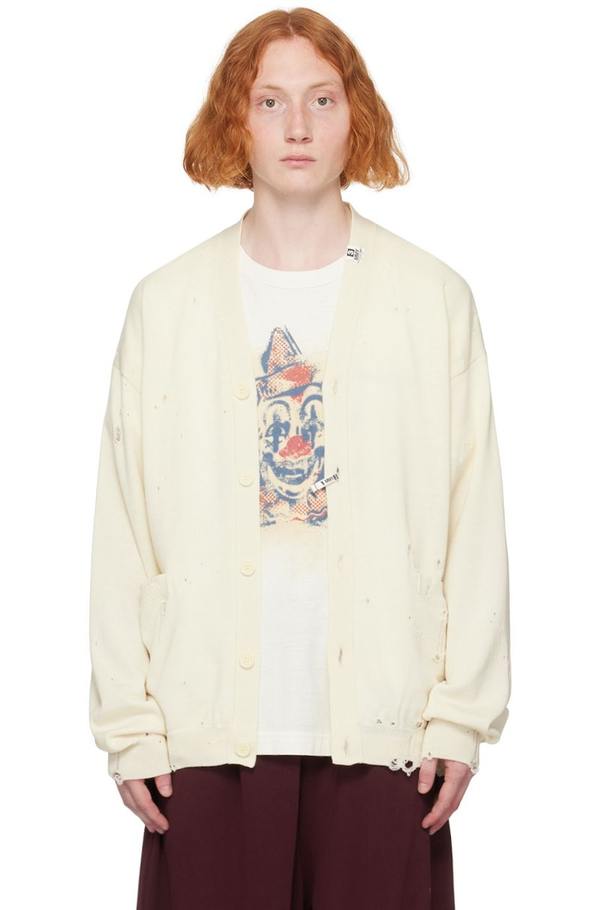 Mihara Yasuhiro Distressed Cardigan - White | Garmentory