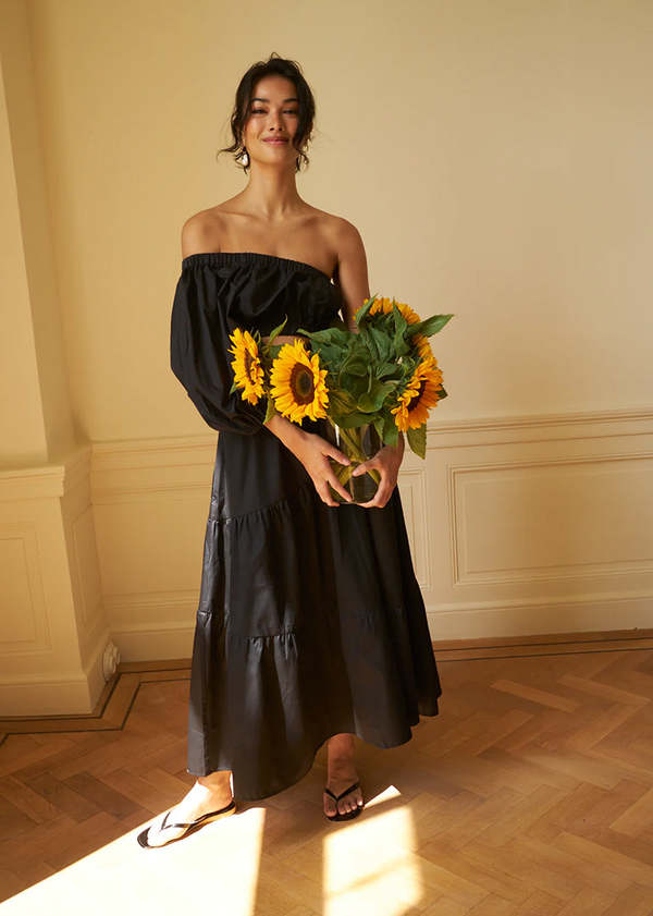 LAASSO Lorie Cotton Dress - Black | Garmentory