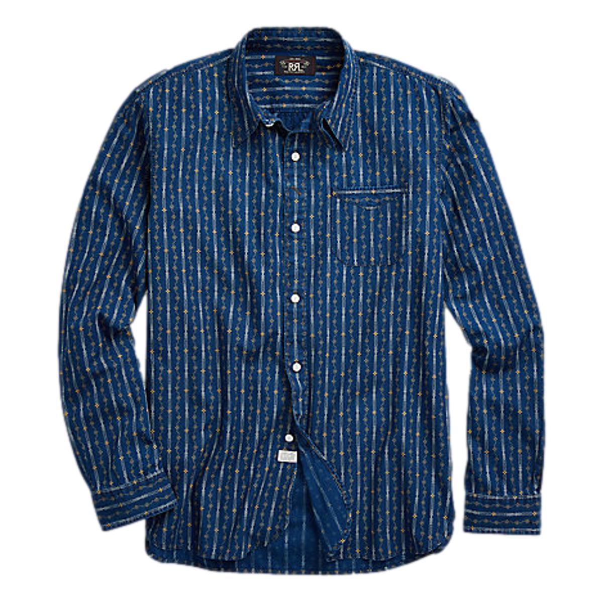 RRL Woven Workshirt - Indigo Print/Orange | Garmentory