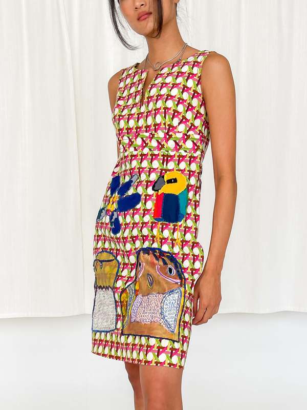 Embroidered Art Printed Dress | Garmentory