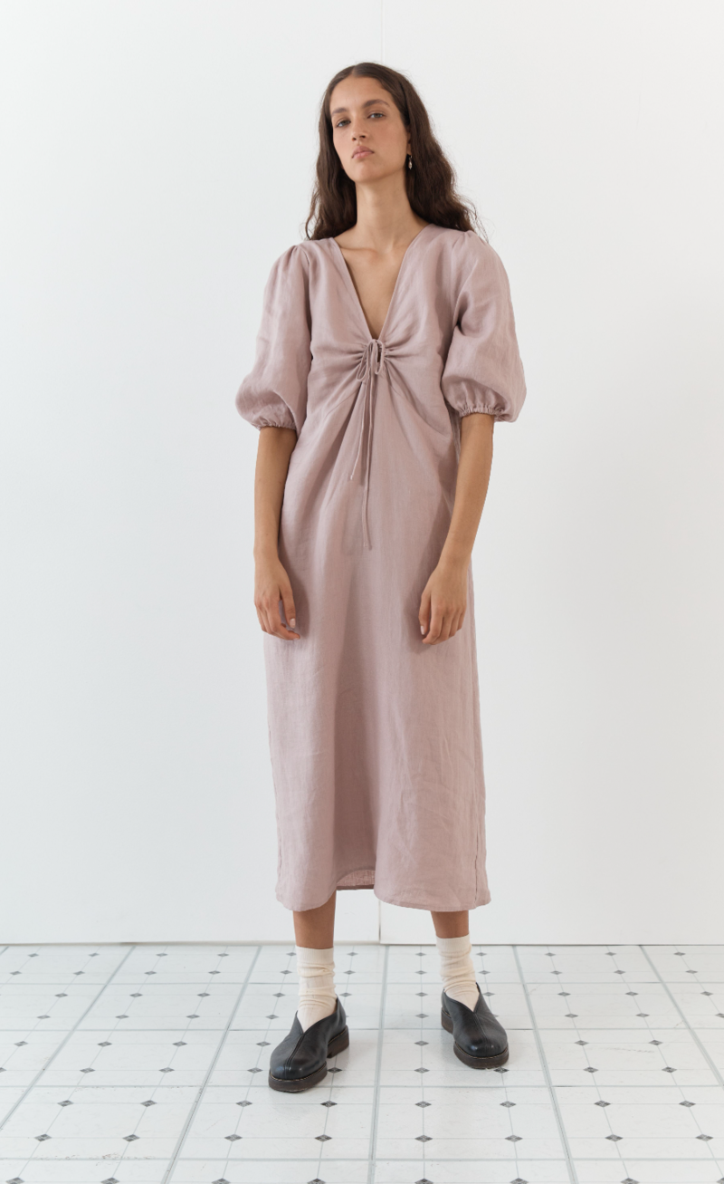 knee length dresses for ladies Draw Hem Dress White main image 1
