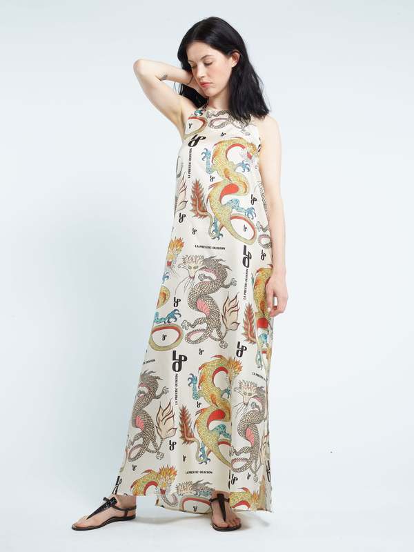 La Prestic Ouiston Marbella Dress - Ecru Dragons | Garmentory