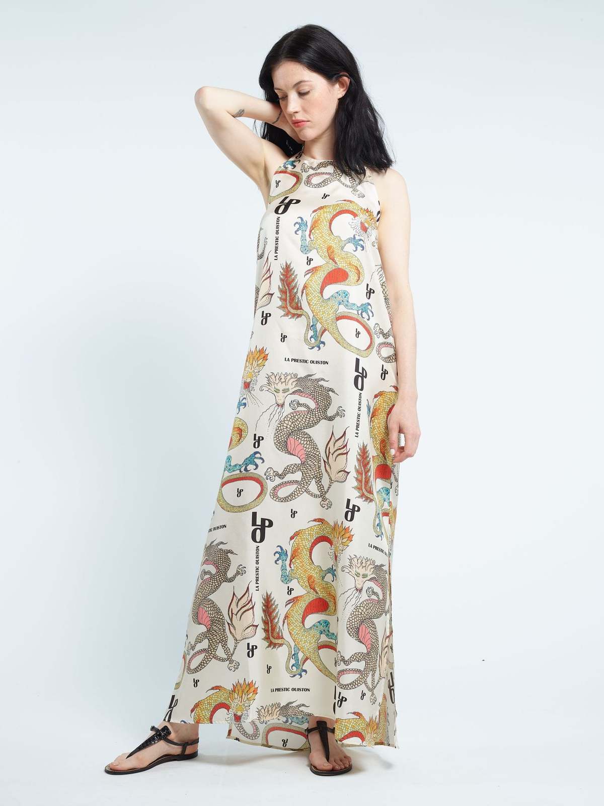 La Prestic Ouiston Marbella Dress - Ecru Dragons | Garmentory