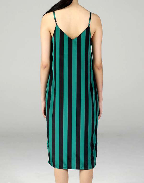 MATTER MATTERS Stripes Tank Dress - Green/Black | Garmentory