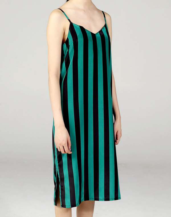 MATTER MATTERS Stripes Tank Dress - Green/Black | Garmentory