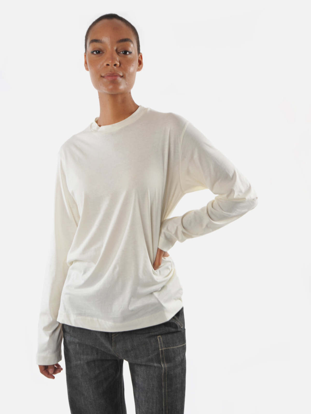 SOFIE D'HOORE 長袖Tシャツ 36 アイボリー 新品 Sofie D'Hoore white cotton long sleeve Thrill T shirt - Ecru