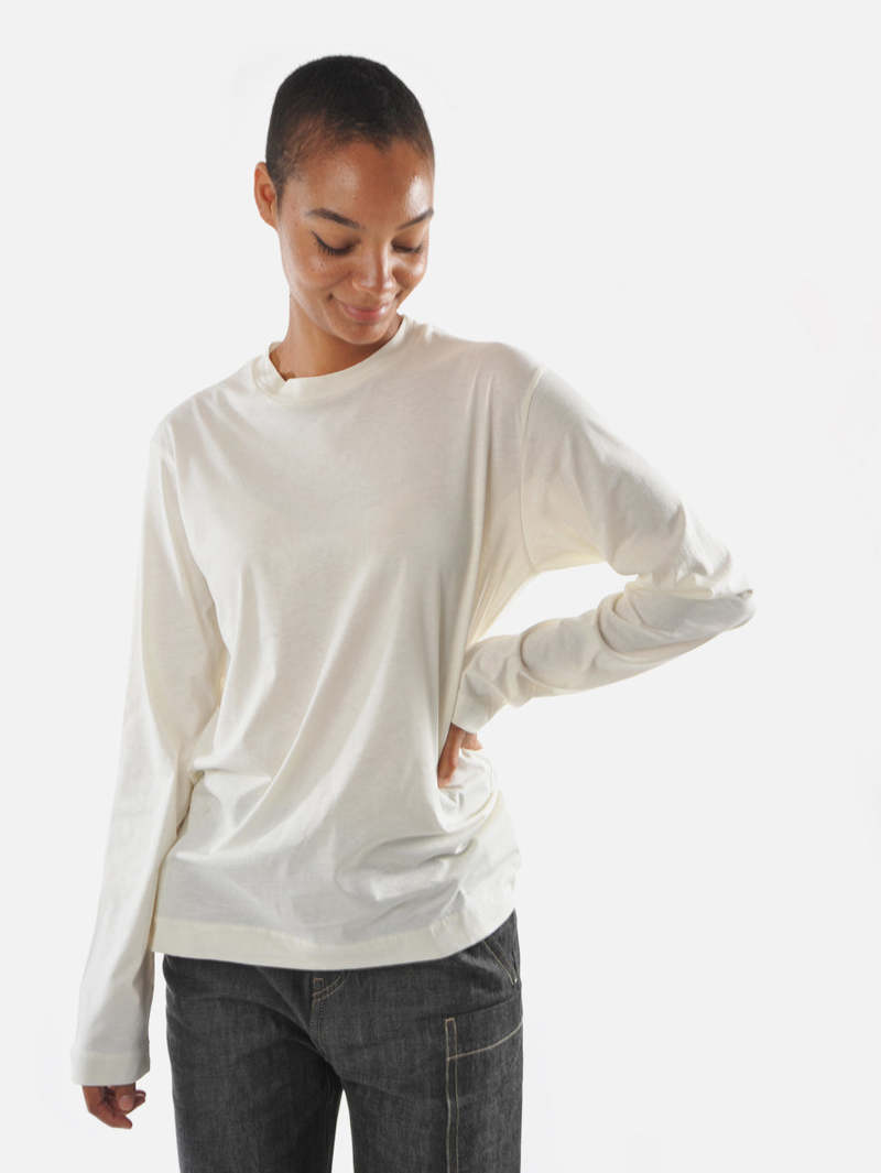 SOFIE D'HOORE 長袖Tシャツ 36 アイボリー 新品 Sofie D'Hoore white cotton long sleeve Thrill T shirt - Ecru