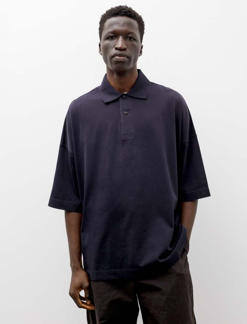 Casey Casey Mens Equerre Polo Heavy Jersey - Night | Garmentory