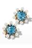 oscar de la renta DOME STUD EARRING - AQUAMARINE - Thumbnail 2