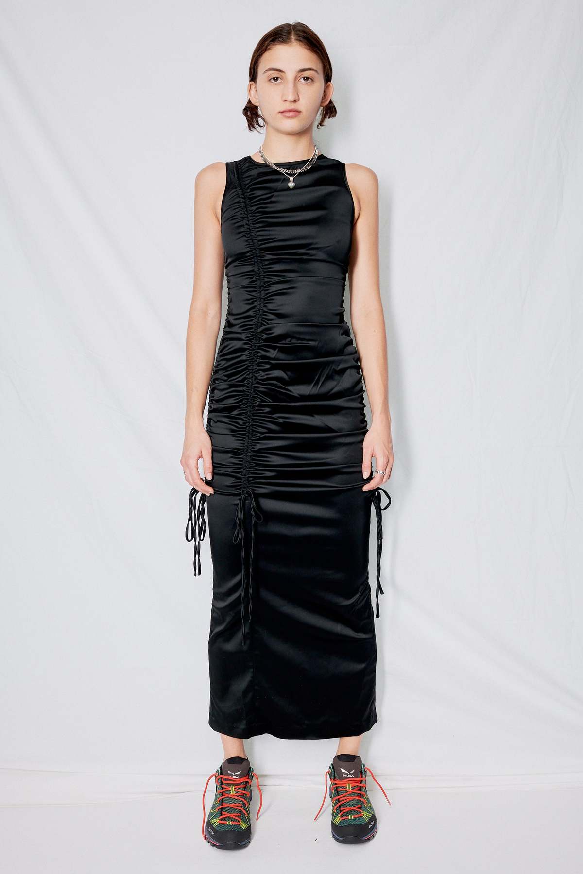 nadine satin maxi dress Nadine Merabi Cowl Neck Maxi Dress in Red