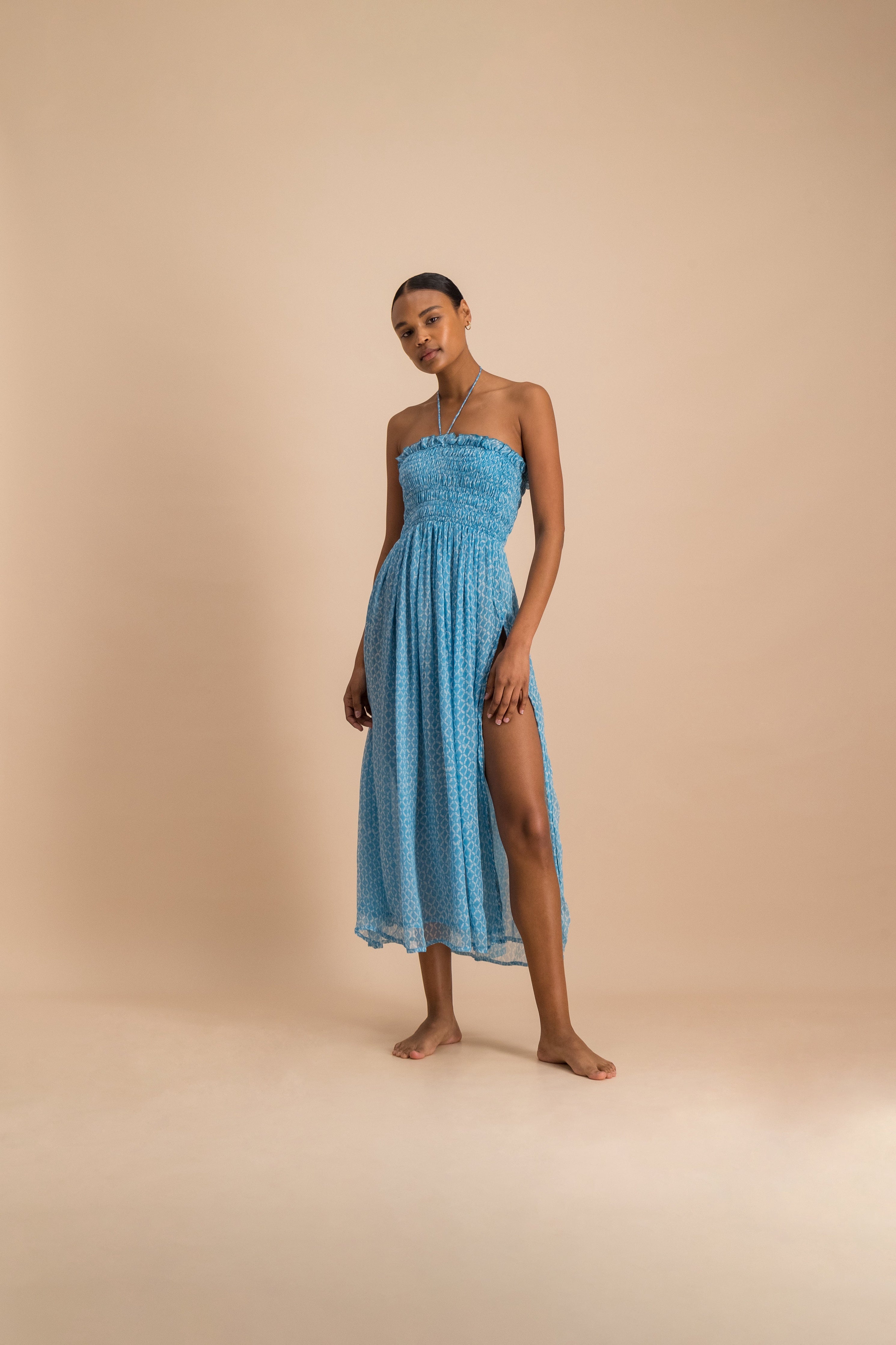 knee length dresses for ladies Alaska Off the Shoulder Midi Dress - Buttermilk
