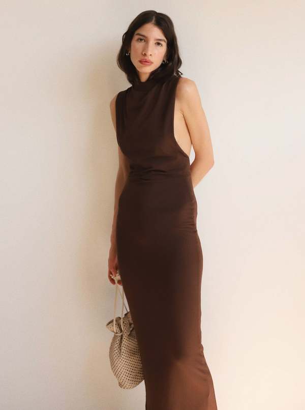 The Line By K High Neck Maxi Dress - Brown | Garmentory