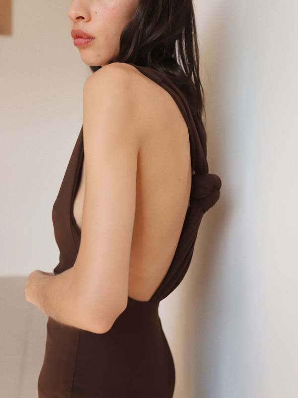 The Line By K High Neck Maxi Dress - Brown | Garmentory