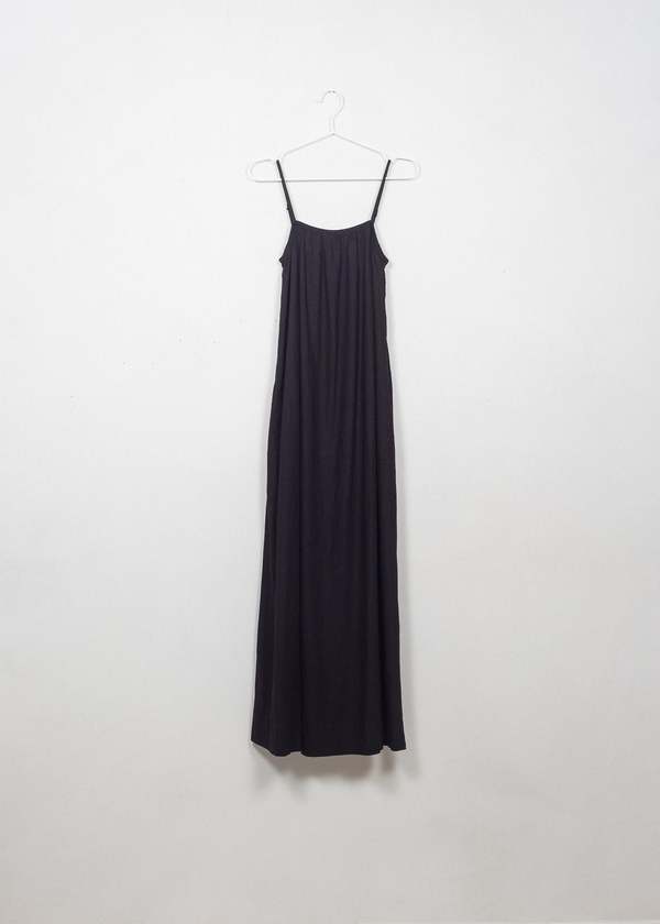 knee length dresses for ladies A-line Linen Dress CHILOE in Black main image 1