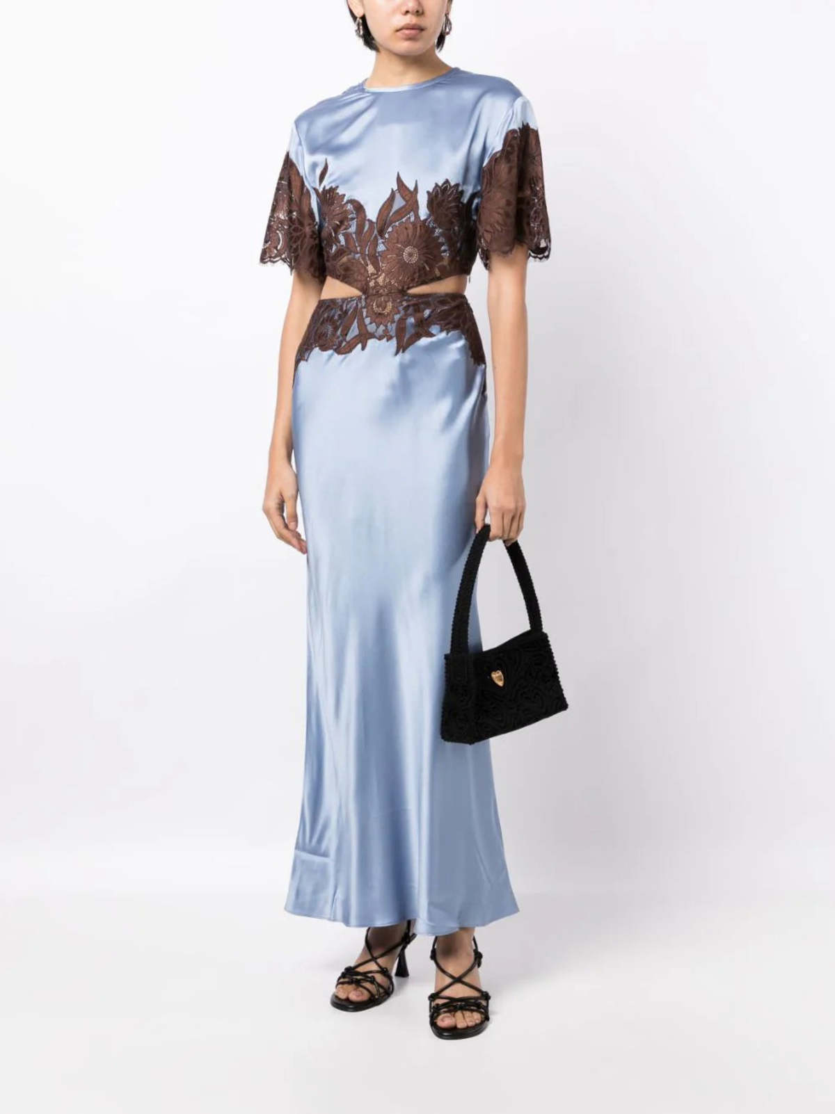 SIR. Danseurs Lace Cut Out Gown - Blue | Garmentory SIR. Danseurs Lace Cut Out Gown - Blue | Garmentory