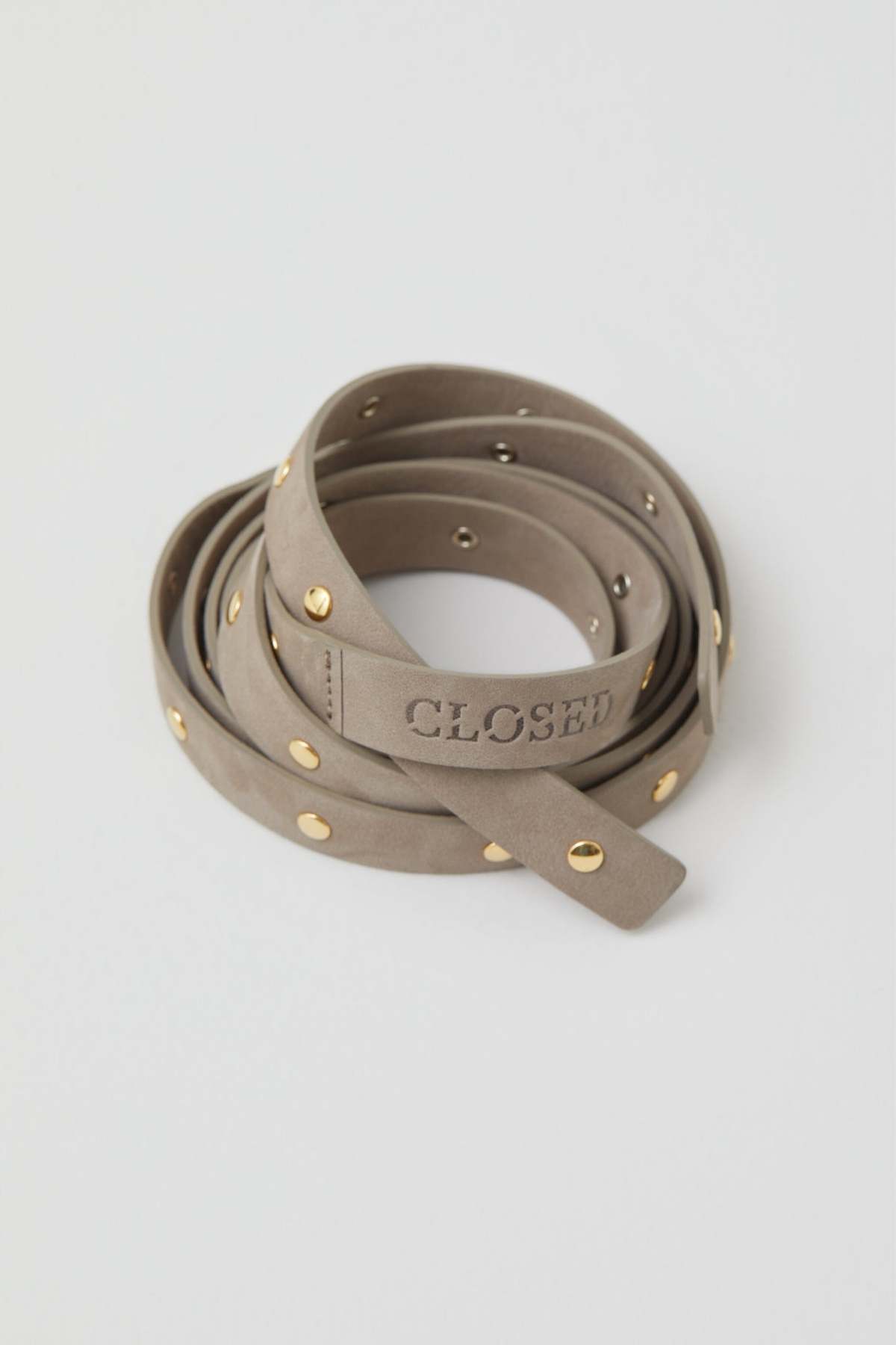 Closed Italian Leather Waist Belt w. Rivets - Plaster Beige  display picture 3