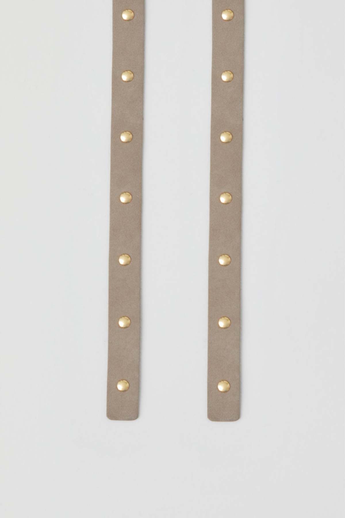 Closed Italian Leather Waist Belt w. Rivets - Plaster Beige  display picture 2