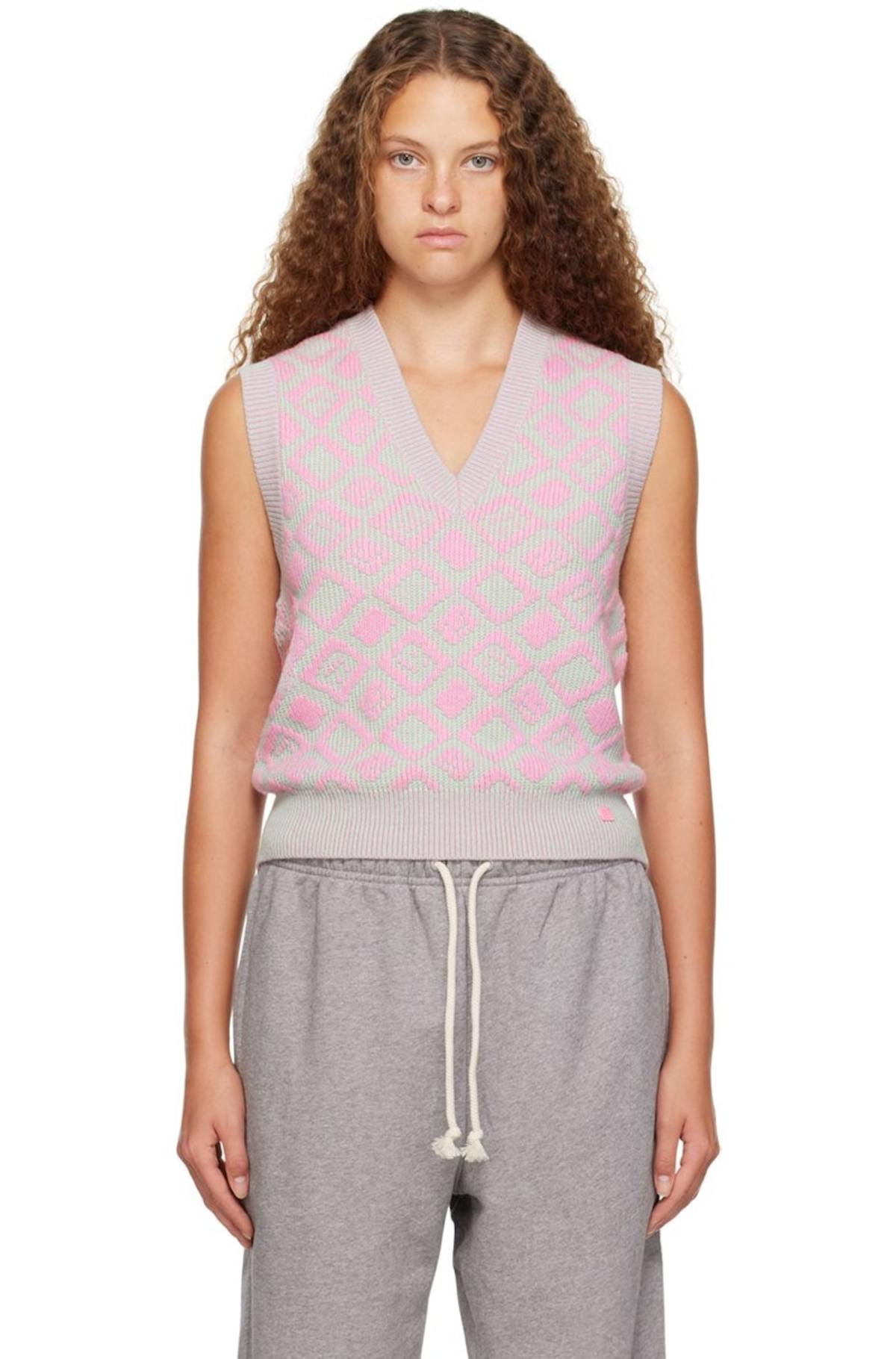 【送料&関税込】Acne Studios Layered-v-neck Vest ACNE STUDIOS Layered Cotton-Poplin And Cable-Knit Vest in