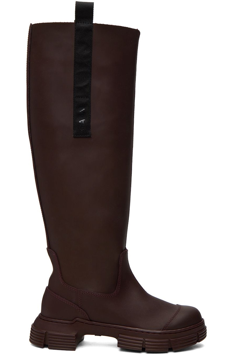 靴 GANNI Recycled Rubber Country Boot Ganni Country Boots - Burgundy | Garmentory