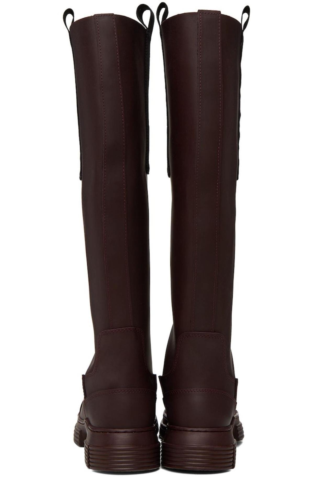 Ganni Country Boots - Burgundy | Garmentory