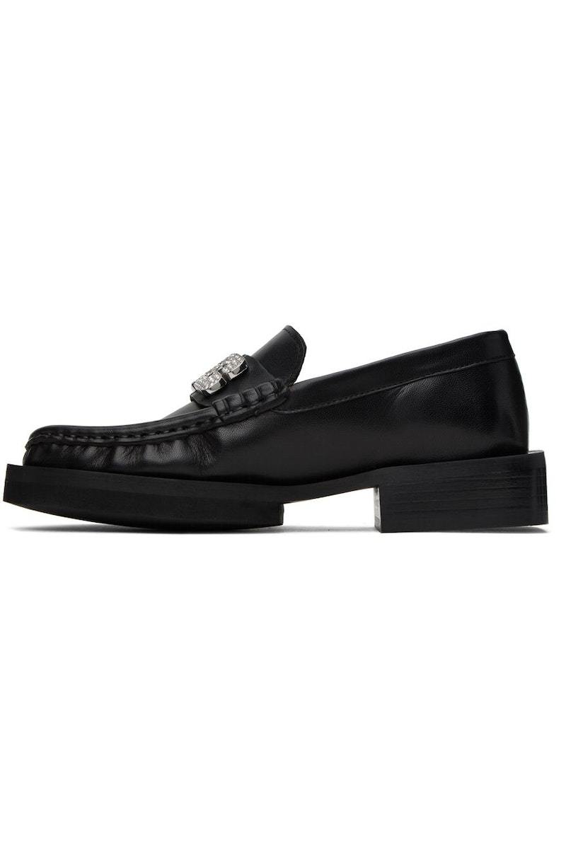 GANNI ロコ フラク ラウントトゥ ロファ S26214914 099 Ganni Rhinestone Logo Loafers - Black | Garmentory