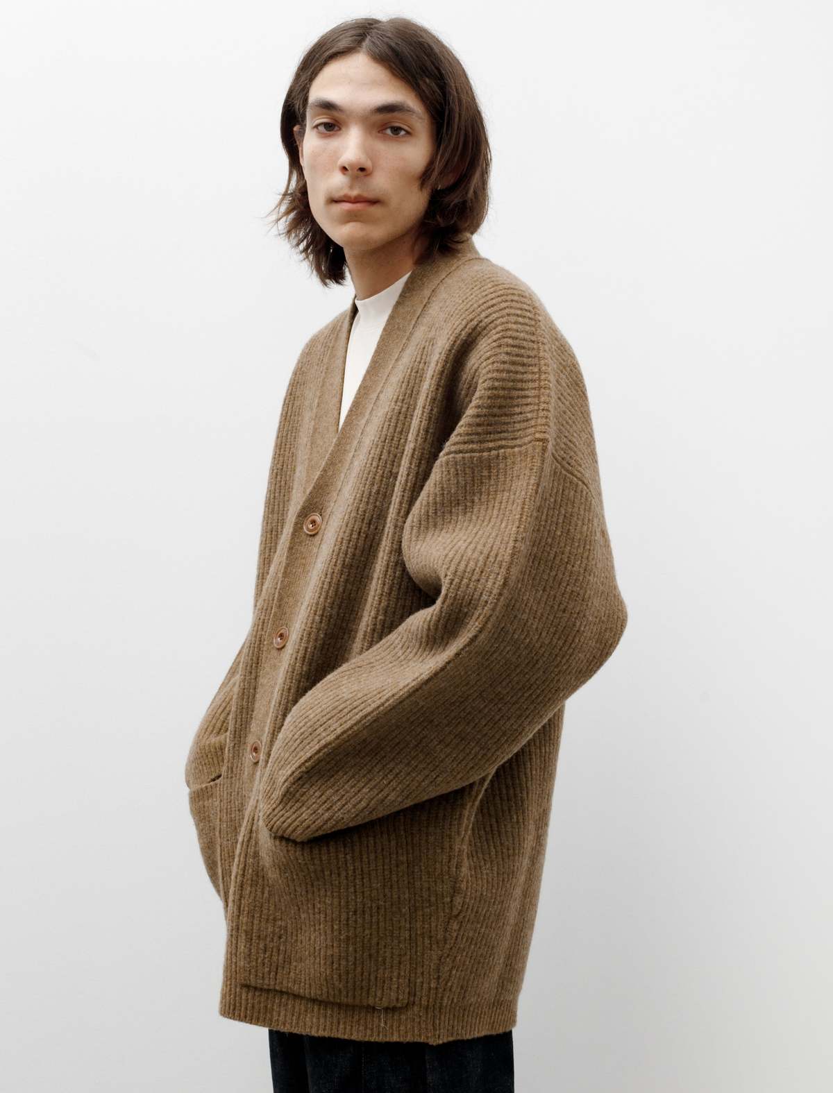 Lemaire Felted Cardigan Coat - Dark Mustard | Garmentory