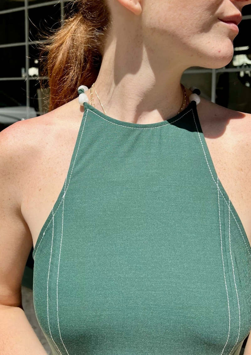 Ganni Drapey Melange Maxi Dress - Trekking Green | Garmentory