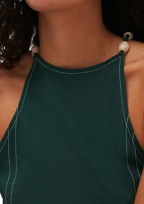 Ganni Drapey Melange Maxi Dress - Trekking Green | Garmentory