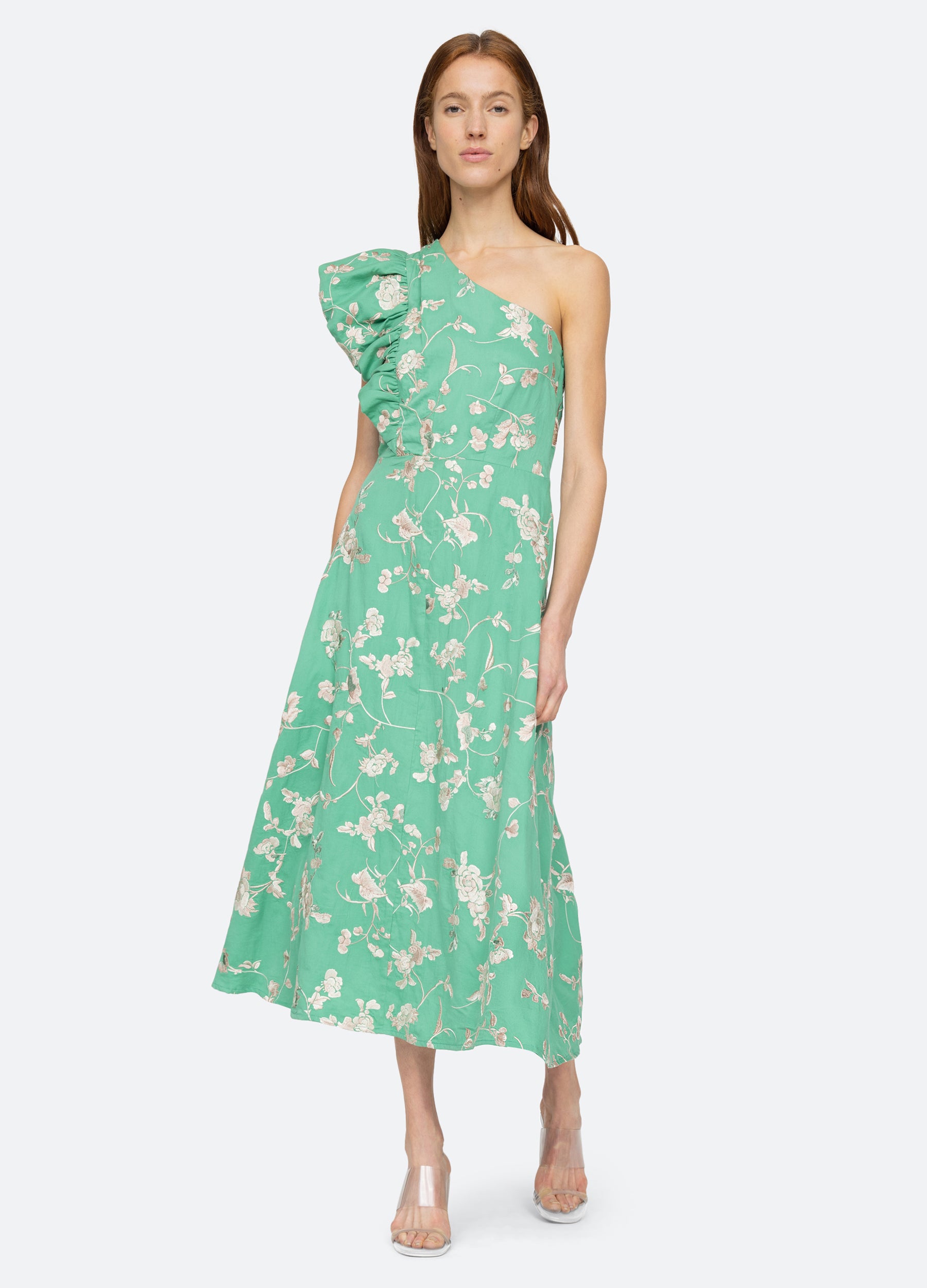 julian mixed media cotton dress Sea NY Julian One Shoulder Dress
