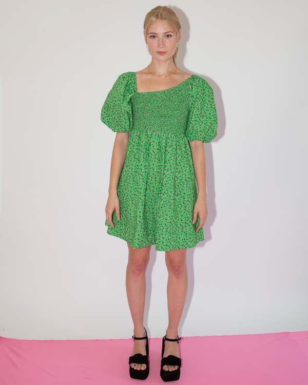 DAMSON MADDER Adelaide Asymmetric Mini Dress - Green on Garmentory