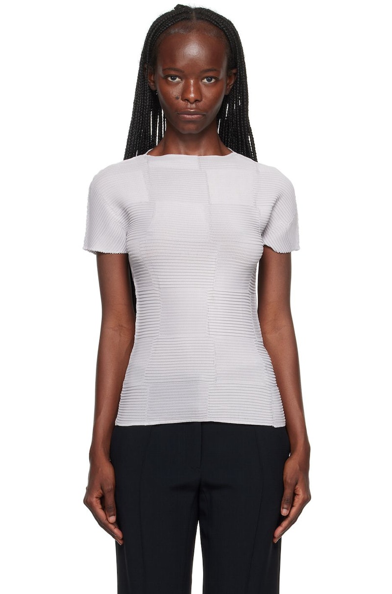 【送料&関税込】Issey Miyake wooly Pleats-56 T-shirt Issey-Miyake-Gray-Checkered-