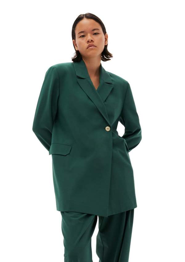 Ganni Drapey Melange Blazer - Trekking Green | Garmentory