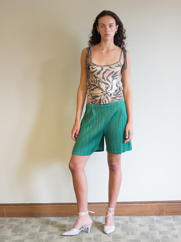 Issey Miyake Wide Pleat Short - Green | Garmentory